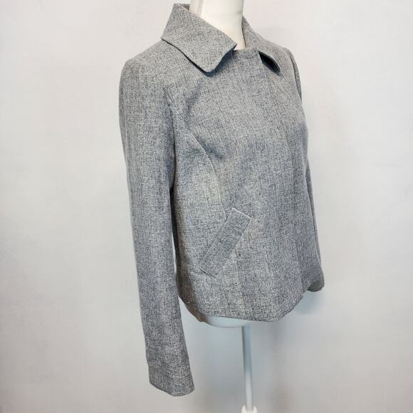 Halogen Full Zip Crosshatch Jacket Size M Gray Long Sleeve Minimalist Classic - Picture 6 of 14